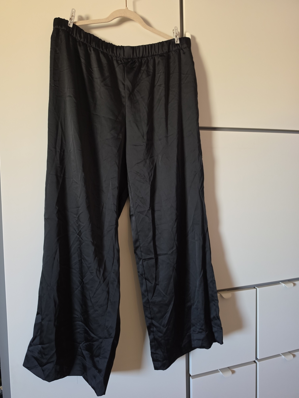 Black Wide-Leg Men's Pants - Classic Elastic Waist